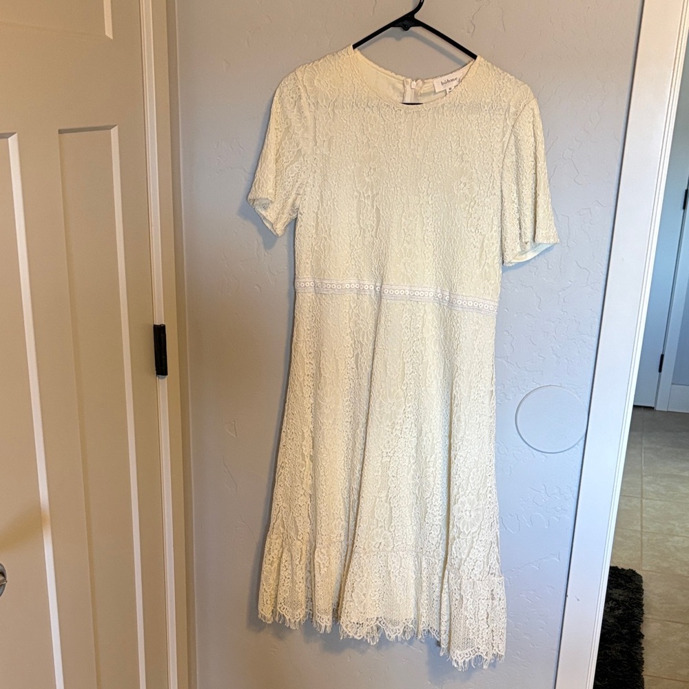 Bohme Cream Lace Midi Dress